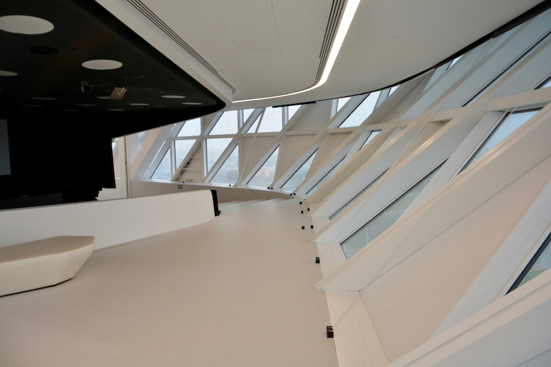 diamond designed windows of Interior of Zaha Hadid extension to the Antwerp Port House