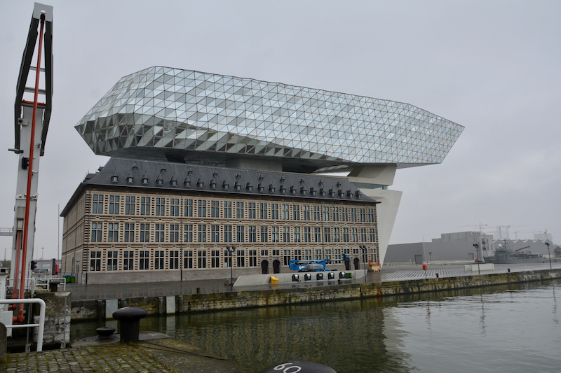 view towards Zaha Hadid Antwerp Port House extension