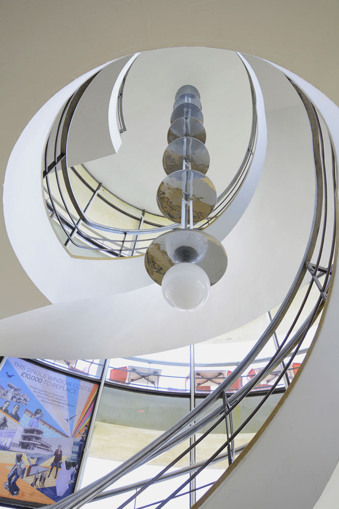 view of Mendelsohn staircase in de la warr pavilion