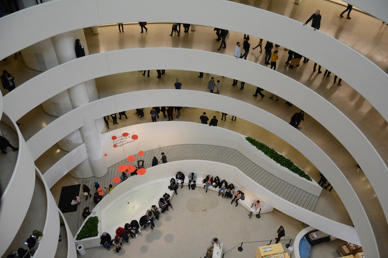 frank lloyd wright modernist guggenheim inside view from the top to ground floor