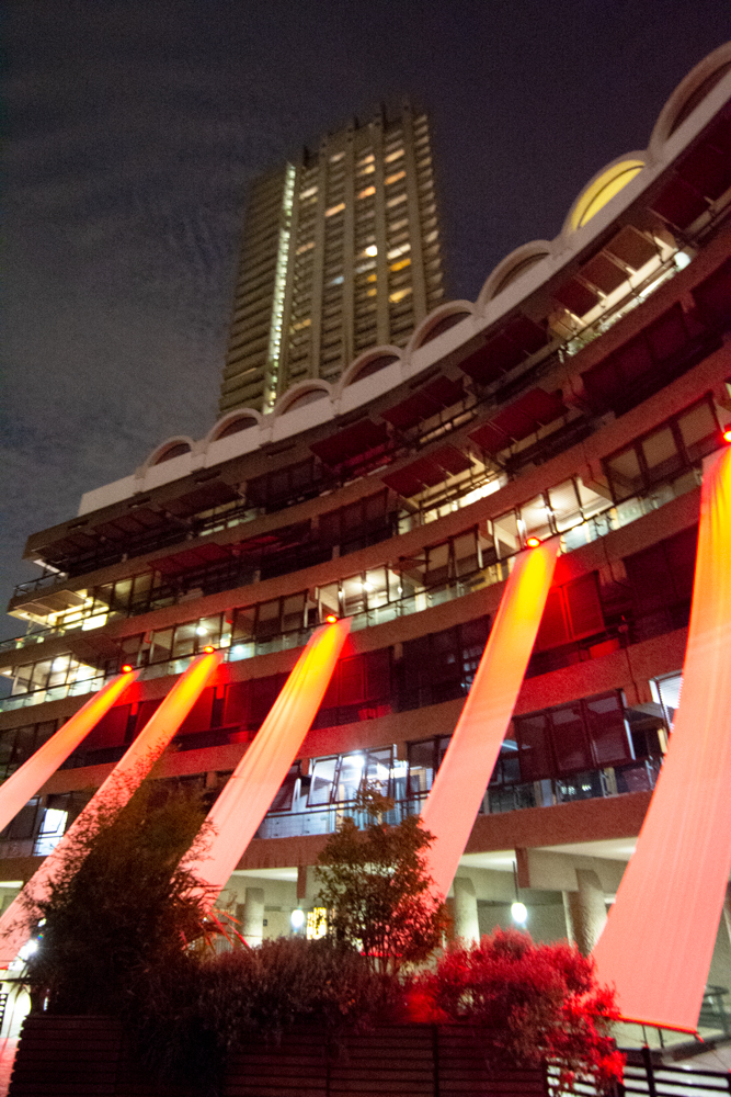 Summer film night in Brutalist elegance, Frobisher Crescent, Barbican