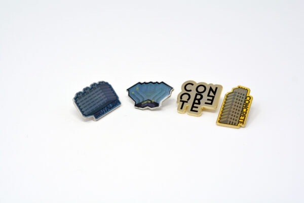 4 brutalist greyscape badges