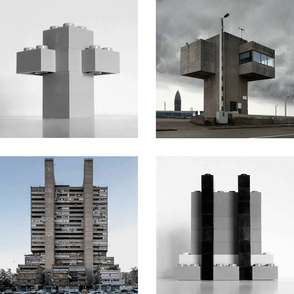 brutalist architecture built in lego