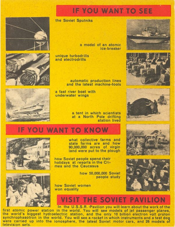 what to see at Expo 58 USSR Pavilion inside the brochure