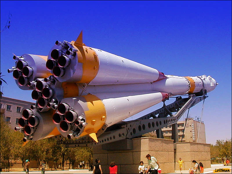 rockets on a launcher baikonur cosmodrome Kazakhstan