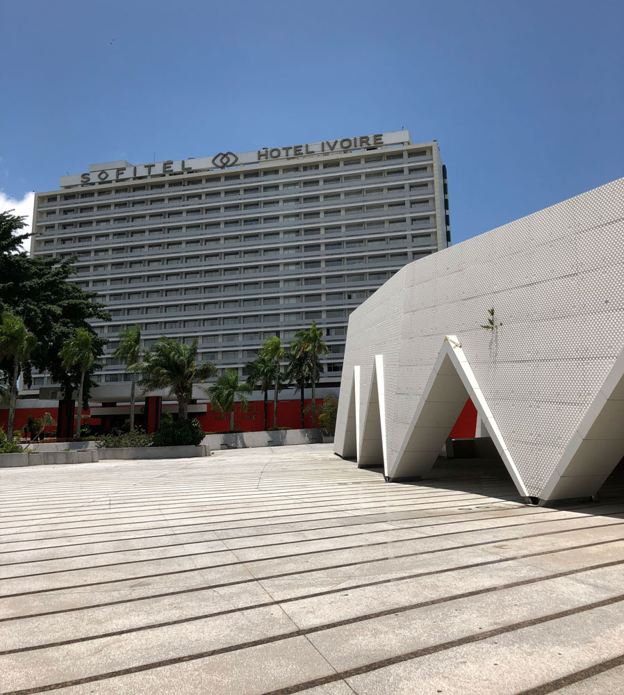 view from concourse to hotel ivoire sofitel african modernism