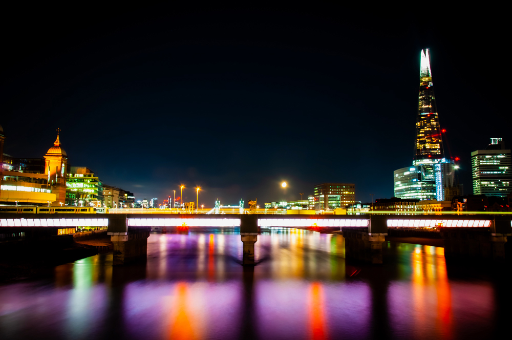 light and colour flooded river thames 