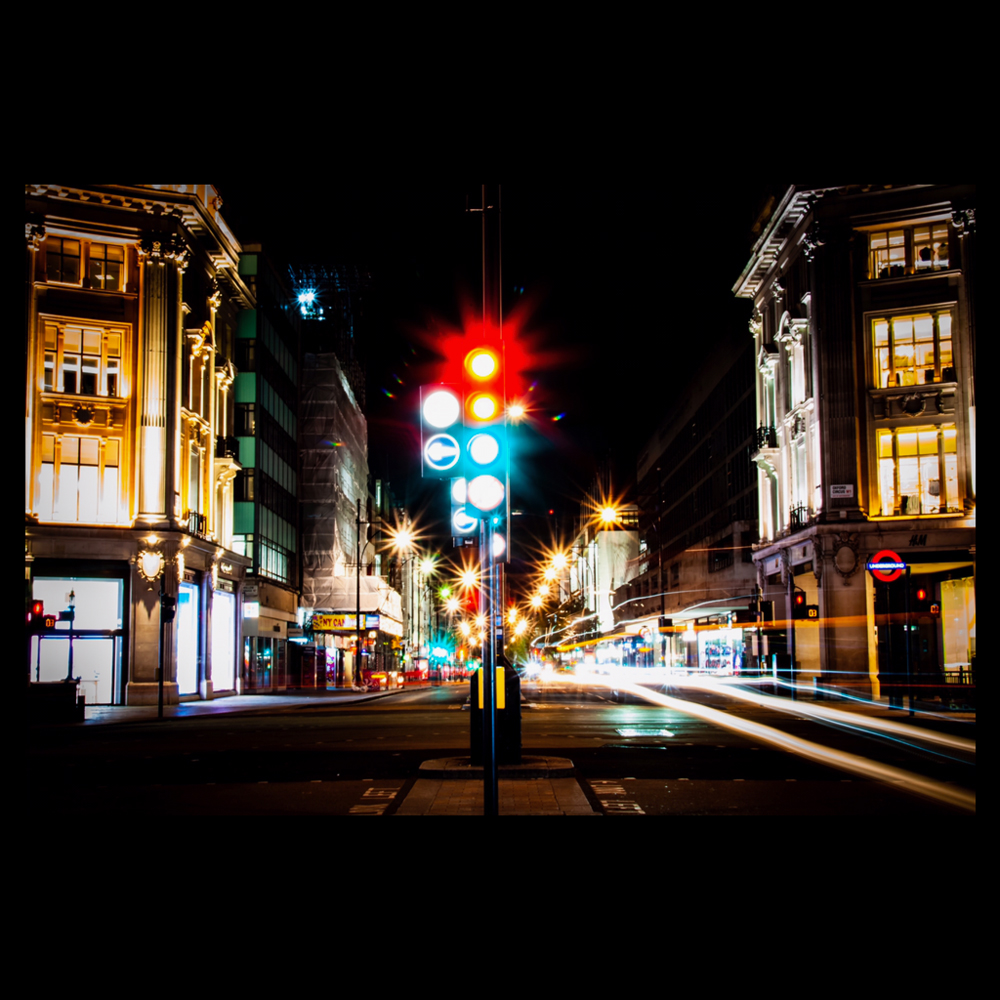 long exposure shot of london traffic lights 