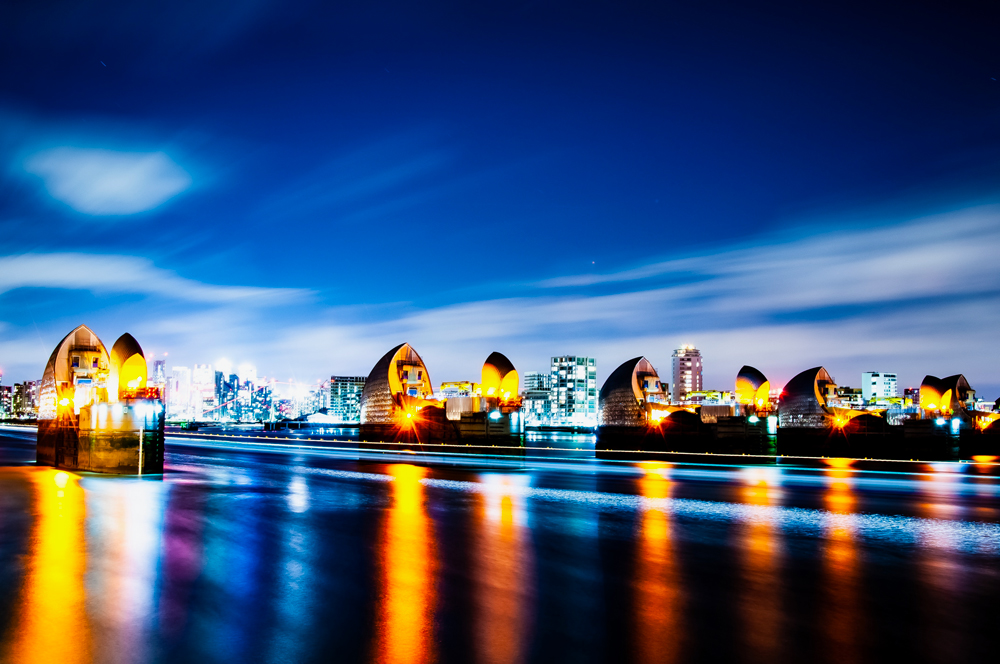 thames barrer long exposure shot