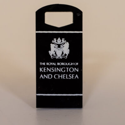 small black bin designed like the kensington and chelsea litter bin