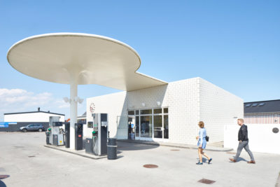 petrol station forecourt and petrol pump