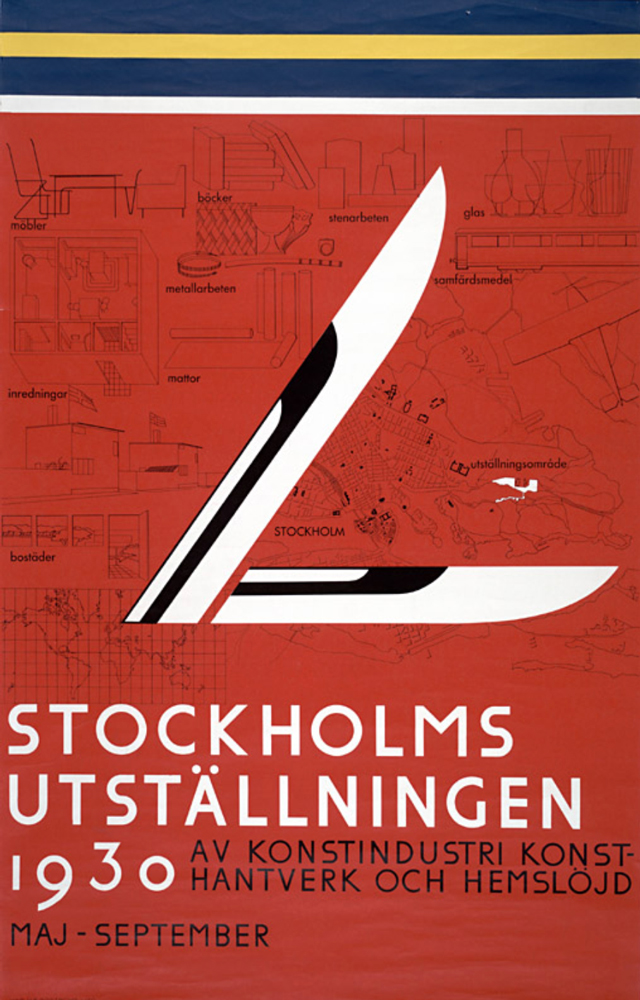 poster for stockholm exhibition in red 