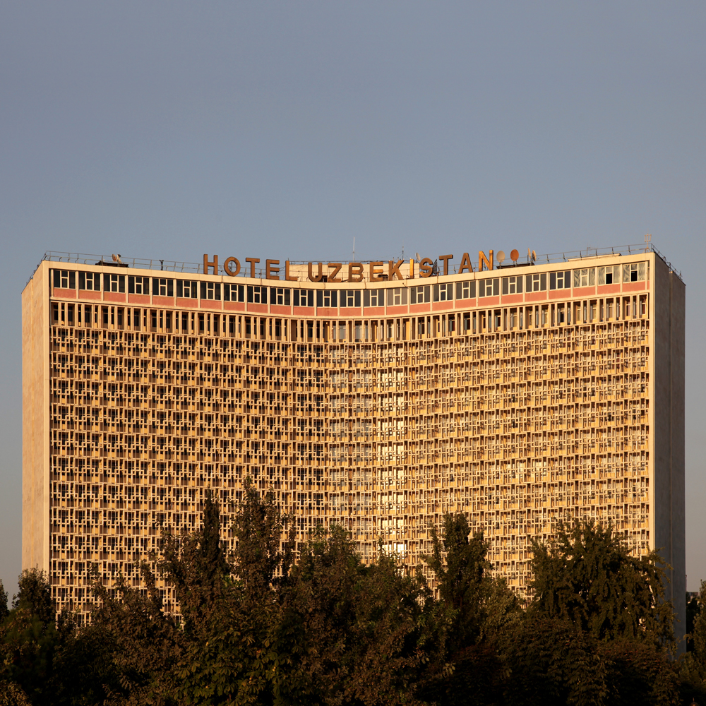 hotel in central asia golden facade
