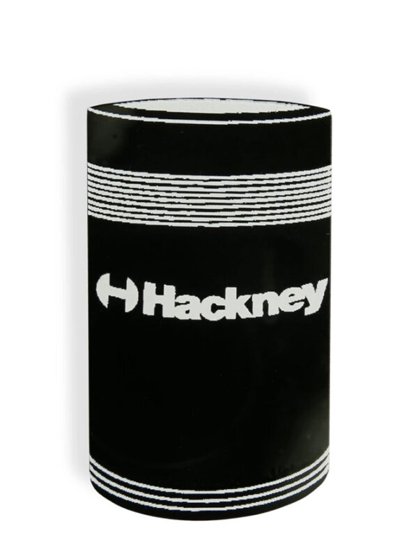small black pin shaped like a litter bin with logo of hackney council on