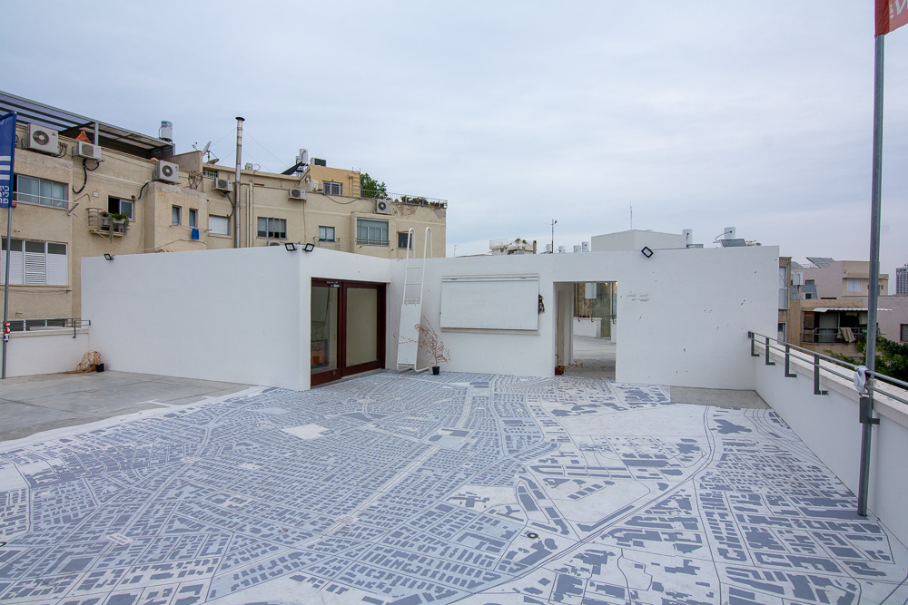 Tel Aviv city map fused to the roof of the Liebling Haus