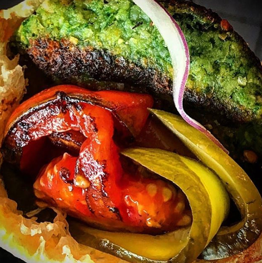pepper and pickles wraped with falafel 