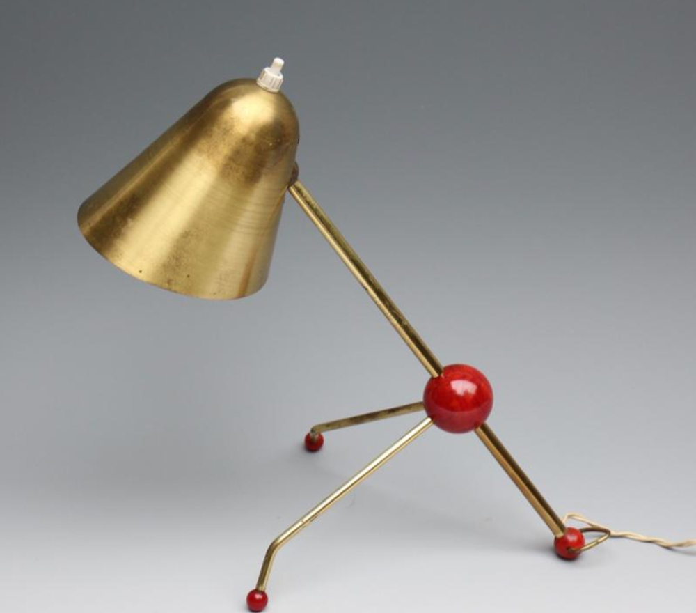 brass and red bakelight table lamp otto kolb