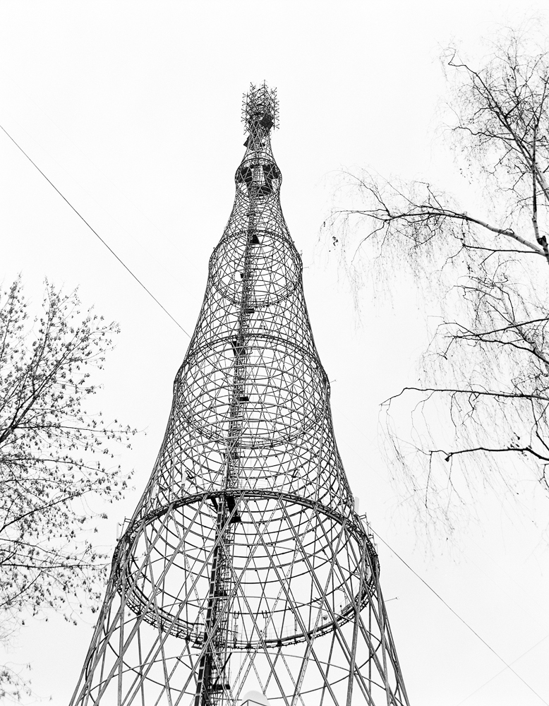 The 160 metre high Shukhov Tower aka Shabolovka Tower designed by Vladimir Shukhov and built during the Russian Civil War ©Natalia Melikova The Constructivist Project