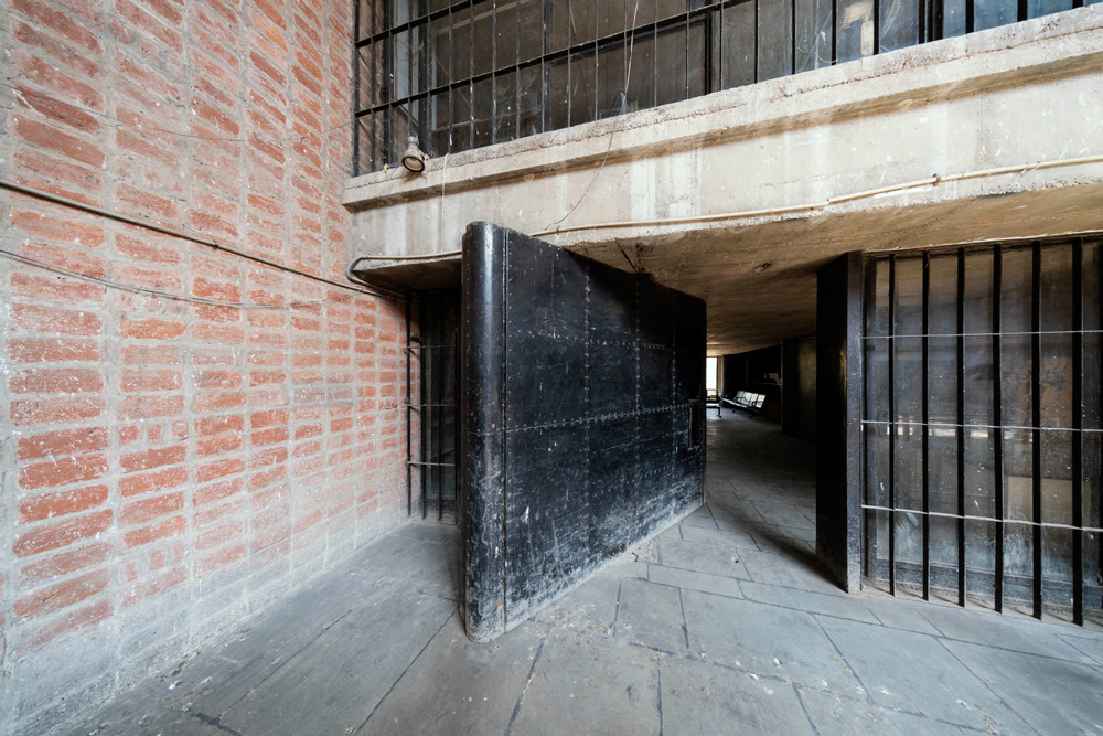 black door and doorway in city museum