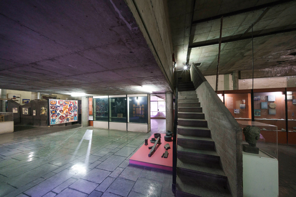 Ahmedabad interior view of exhibition area with stairs to side 