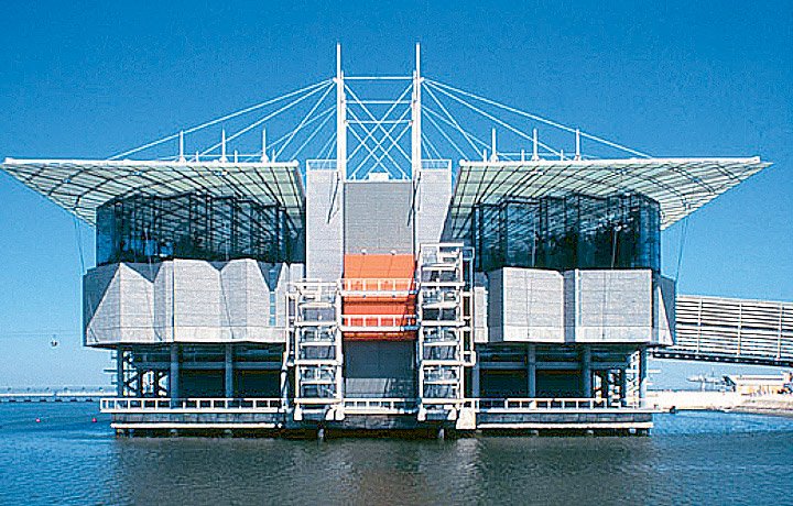 view out to off shore lisbon aquarium portugal 