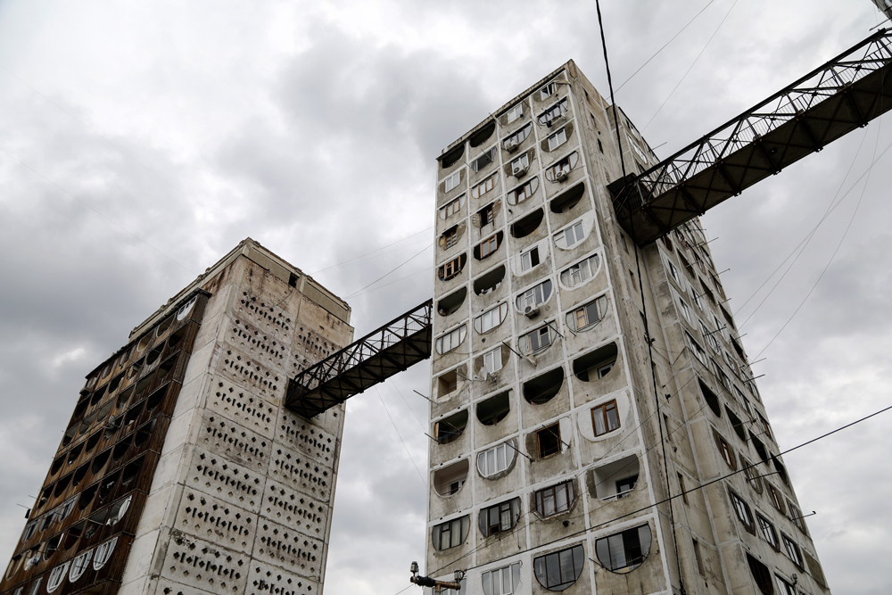 bridges linking apartment towers