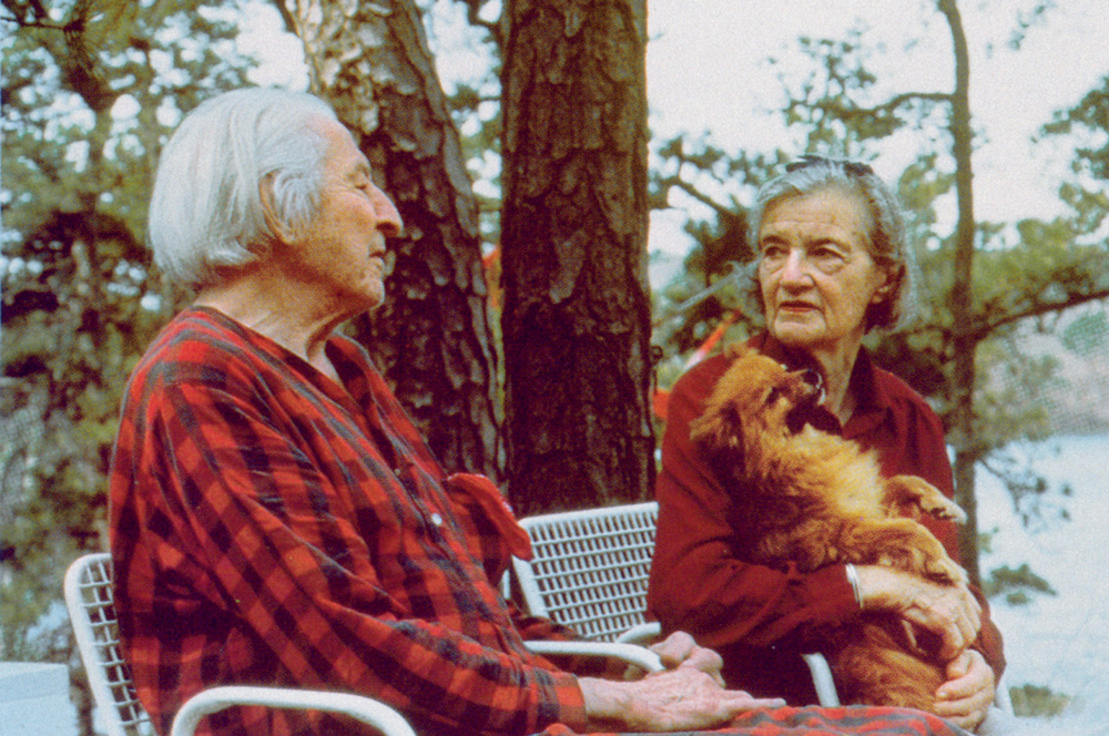 serge with wife and dog in the garden in cape cod 