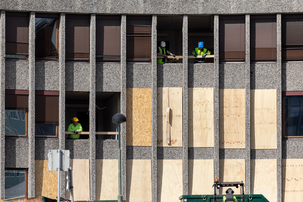 boarding up the Y Block Oslo 