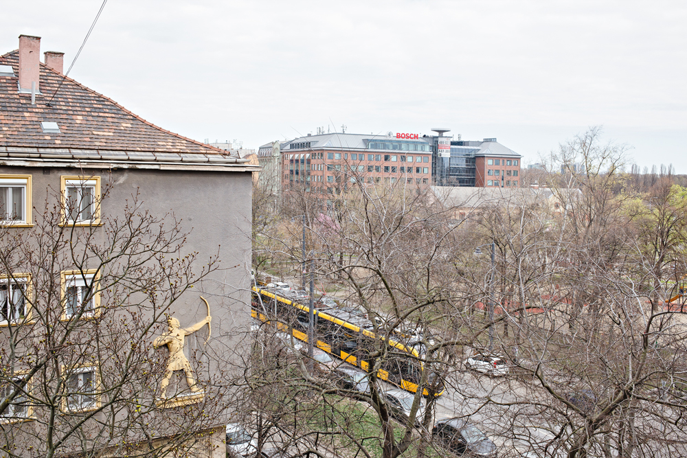 view across Budapest from upper floor window