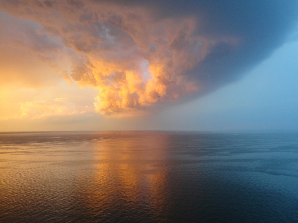 sunset over lake erie