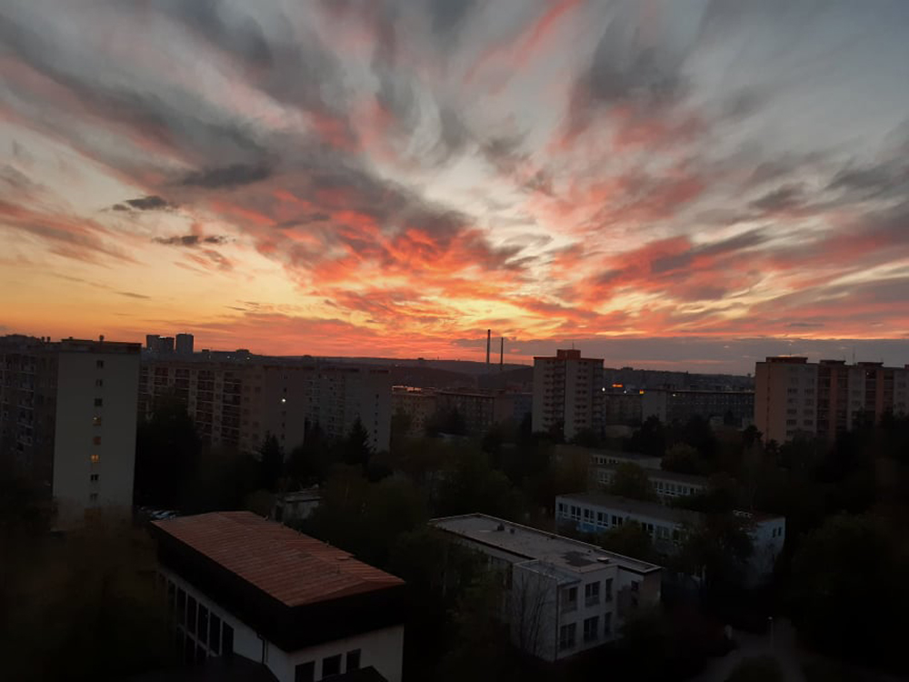 sunset over prague