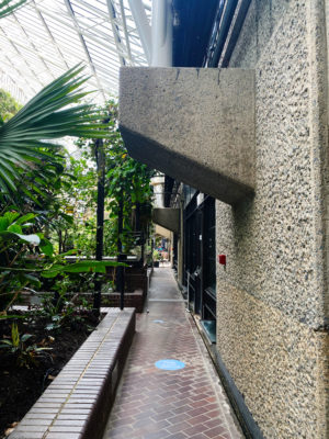 view of concrete in barbican conservatory
