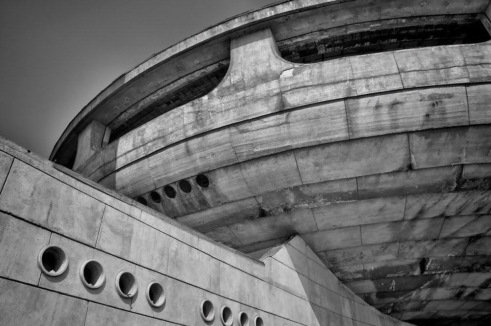 Buzludzha black and white photo