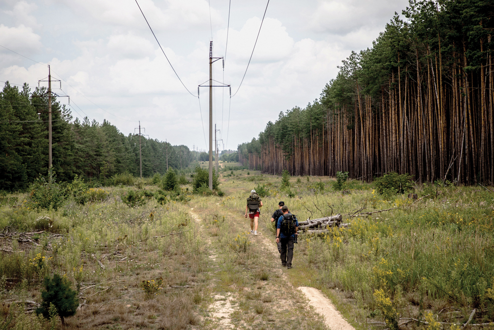 walking with guide in exclusion zone 