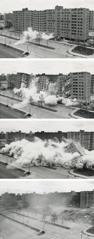 series of images as the demolition progresses