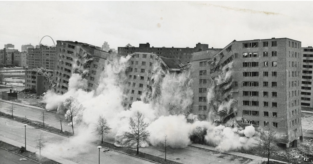 collapsing Pruitt Igoe demolition 1972