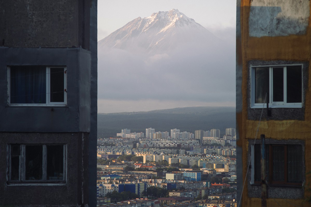 soviet cities view towards the volcano