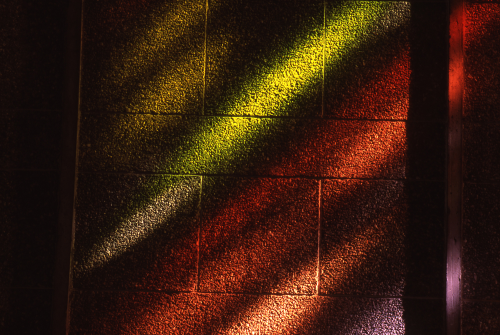 light reflection from stained glass windows