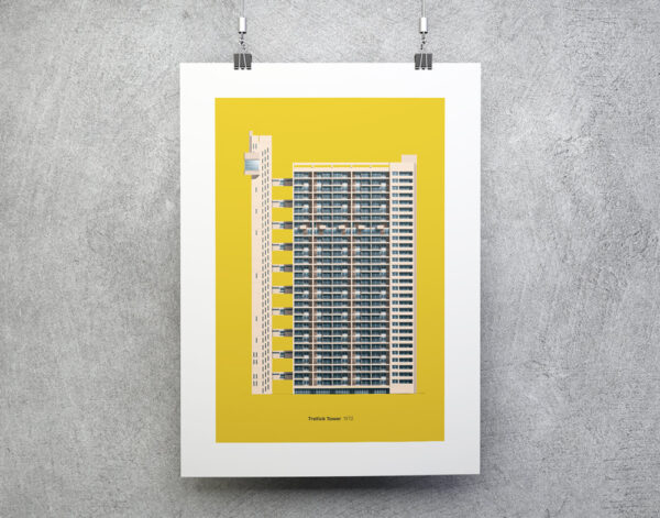 trellick tower print yellow