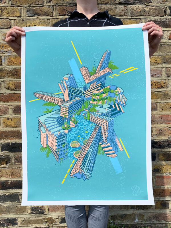 graphic artist impression of the Barbican Estate London
