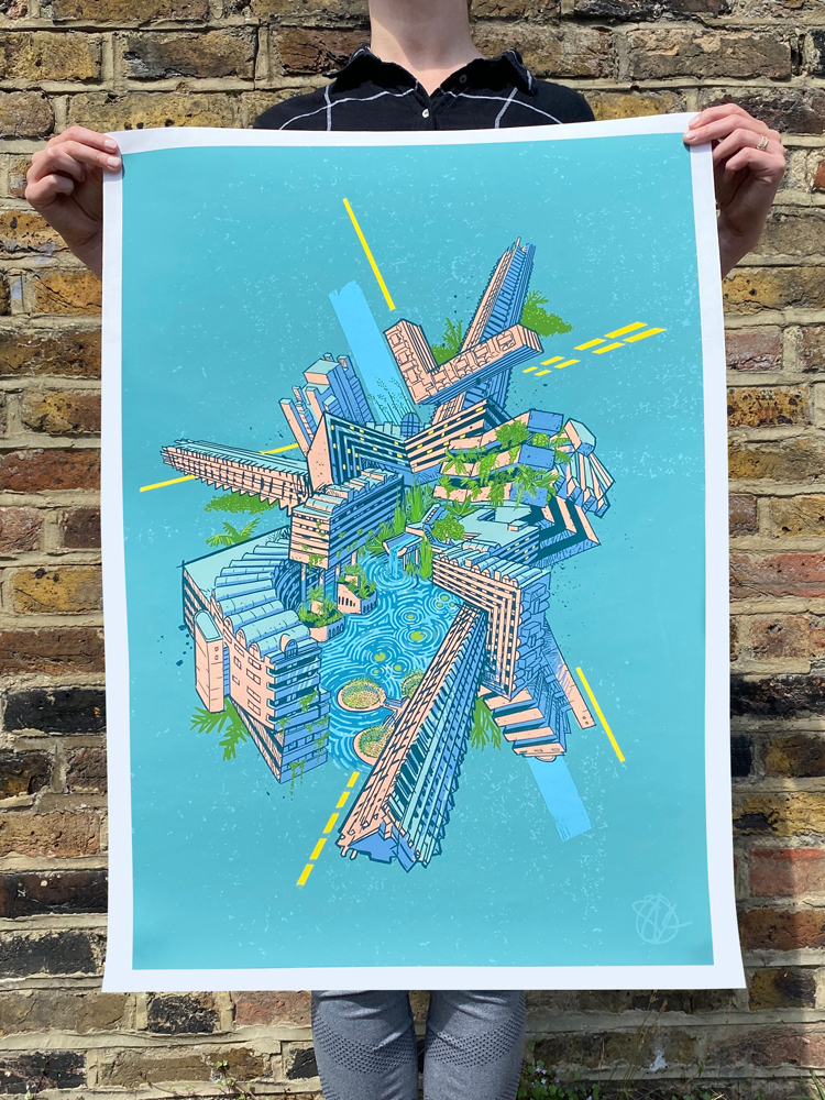 graphic artist impression of the Barbican Estate London